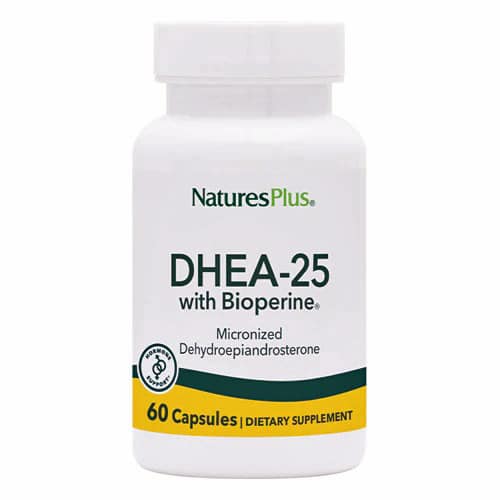 DHEA 25mg com Bioperine, 60 cápsulas - Natures Plus